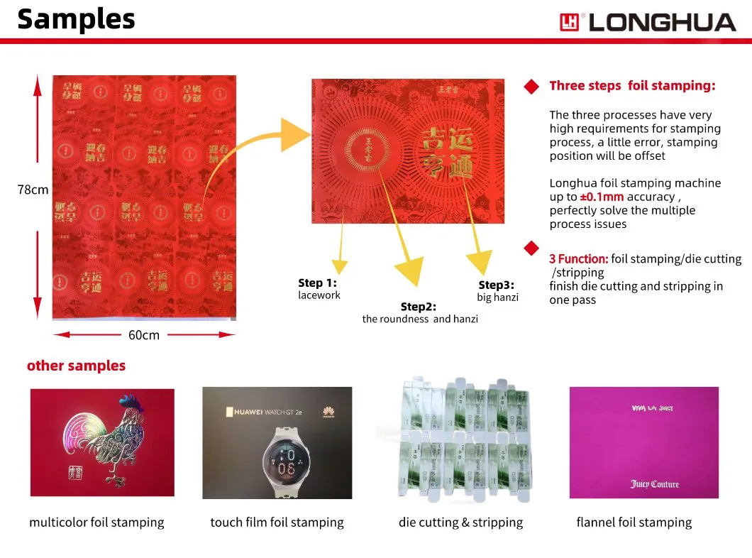 Yes Computerized One Year Warranty Longhua Brand Automatic Die Cutting Creasing Hot Foil Stamping Machine